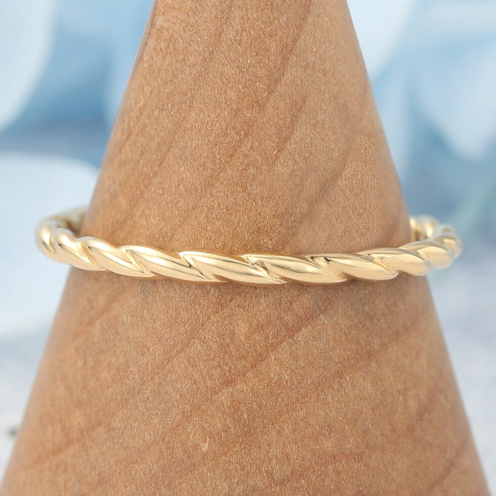 Solid Wedding Band with 3/4 Twisted Design