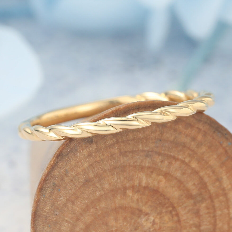 Solid Wedding Band with 3/4 Twisted Design