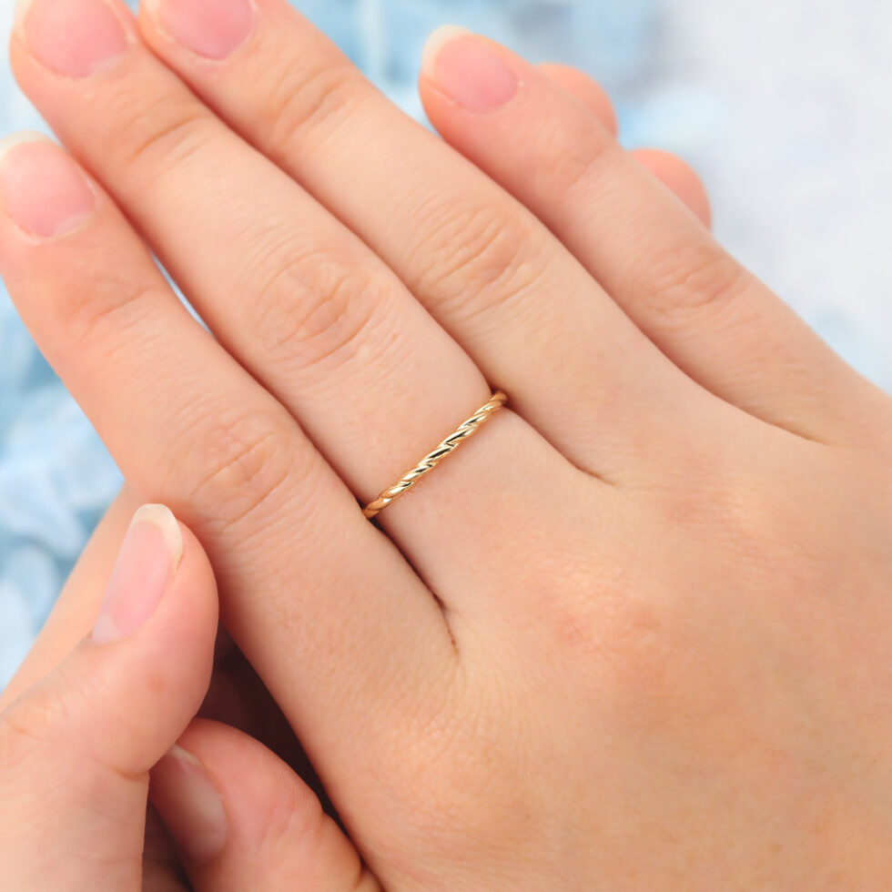 Solid Wedding Band with 3/4 Twisted Design