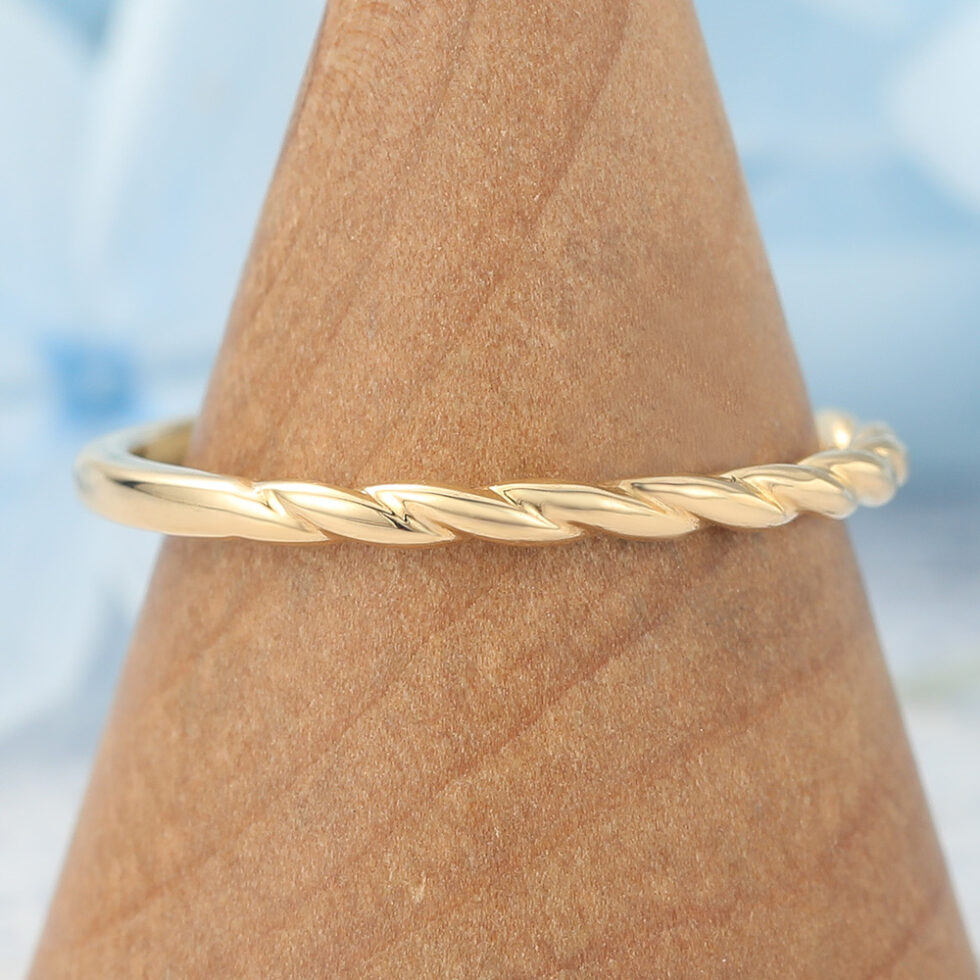 Solid Wedding Band with 3/4 Twisted Design