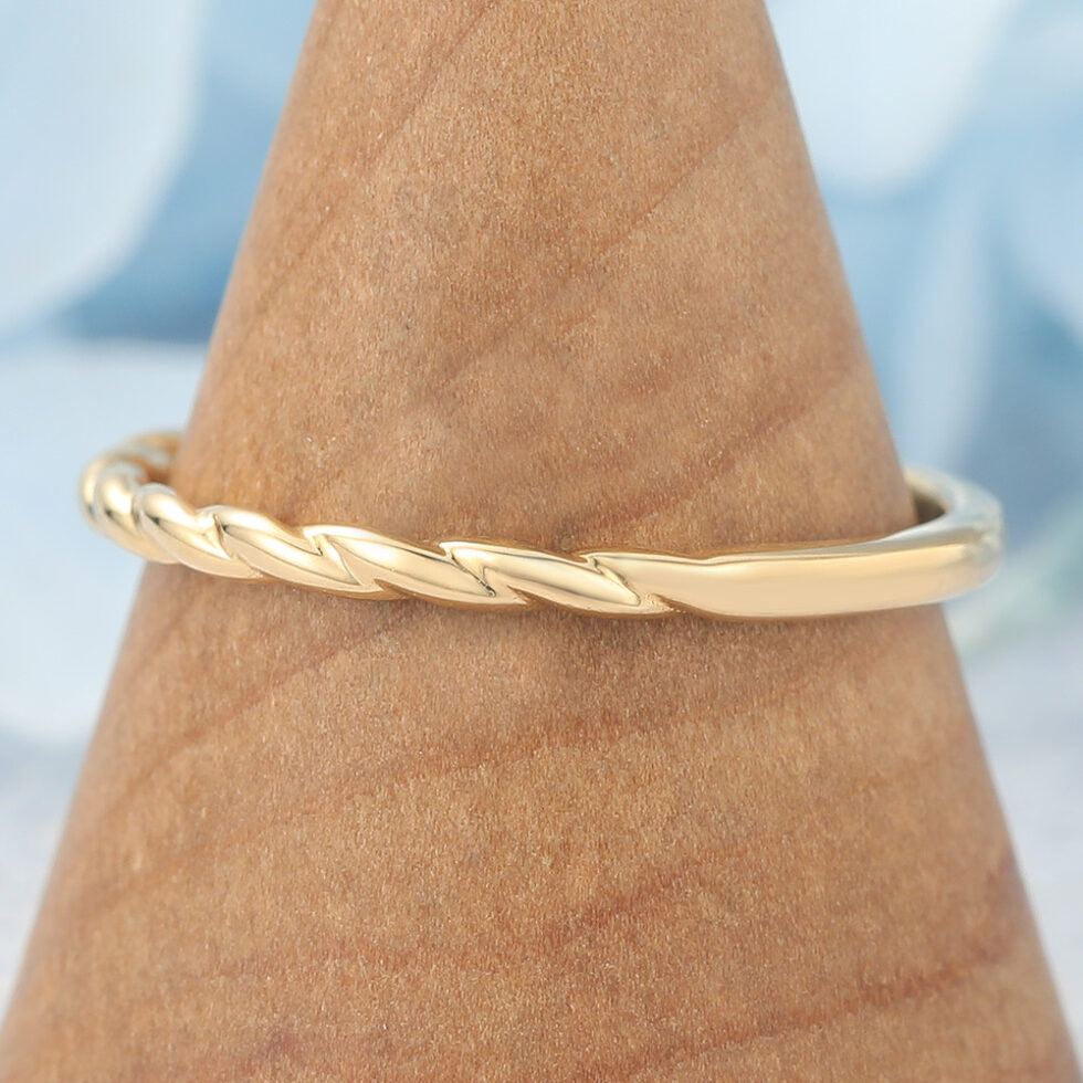 Solid Wedding Band with 3/4 Twisted Design