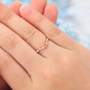 Alternating Round and Marquise Moissanite Wedding Band