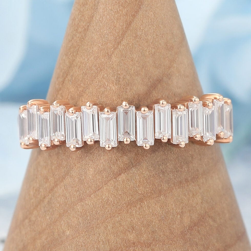 Baguette Moissanite Wedding Band Anniversary Ring