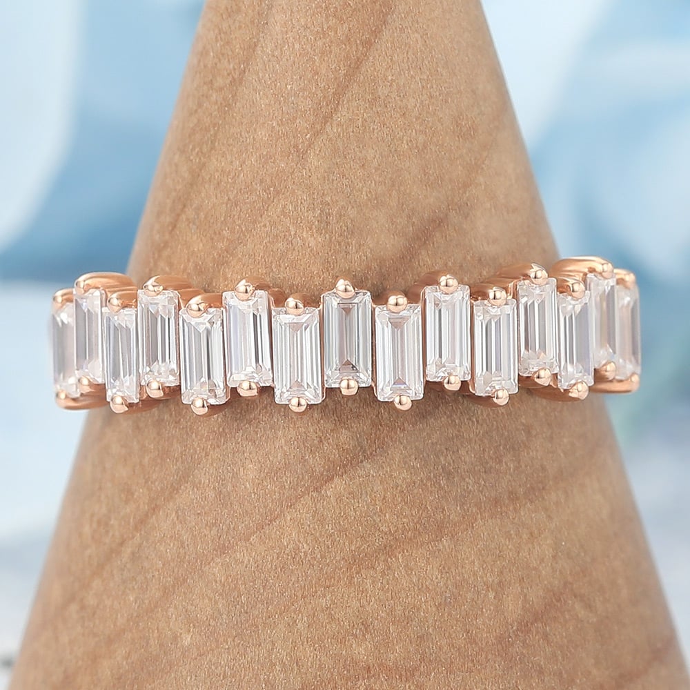 Baguette Moissanite Wedding Band Anniversary Ring