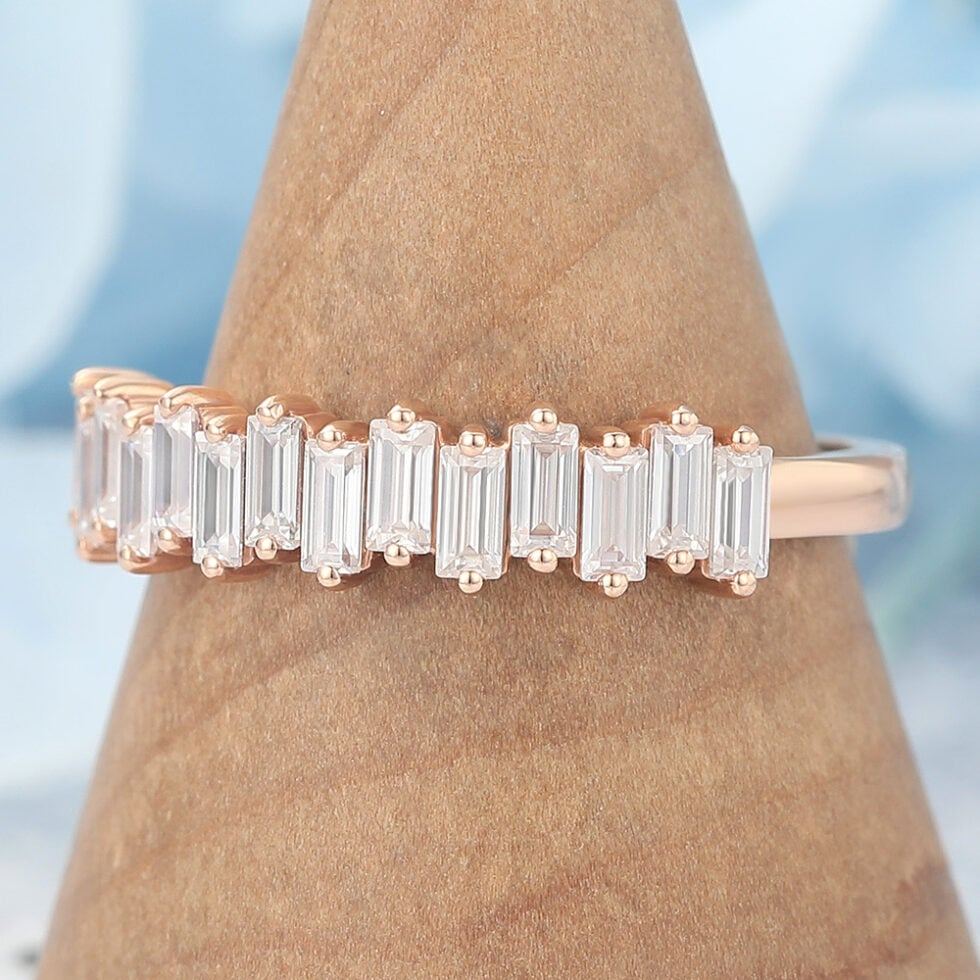 Baguette Moissanite Wedding Band Anniversary Ring