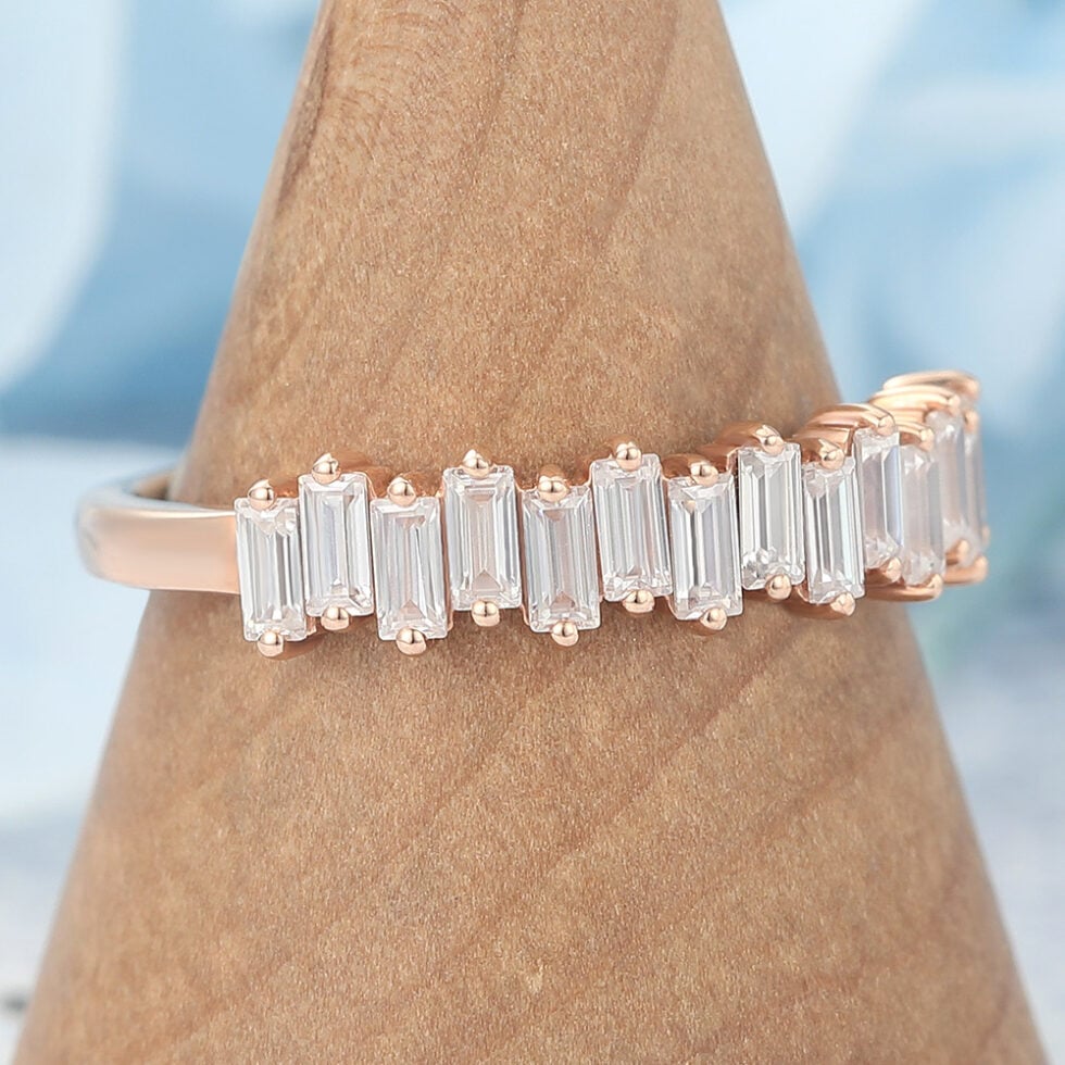 Baguette Moissanite Wedding Band Anniversary Ring