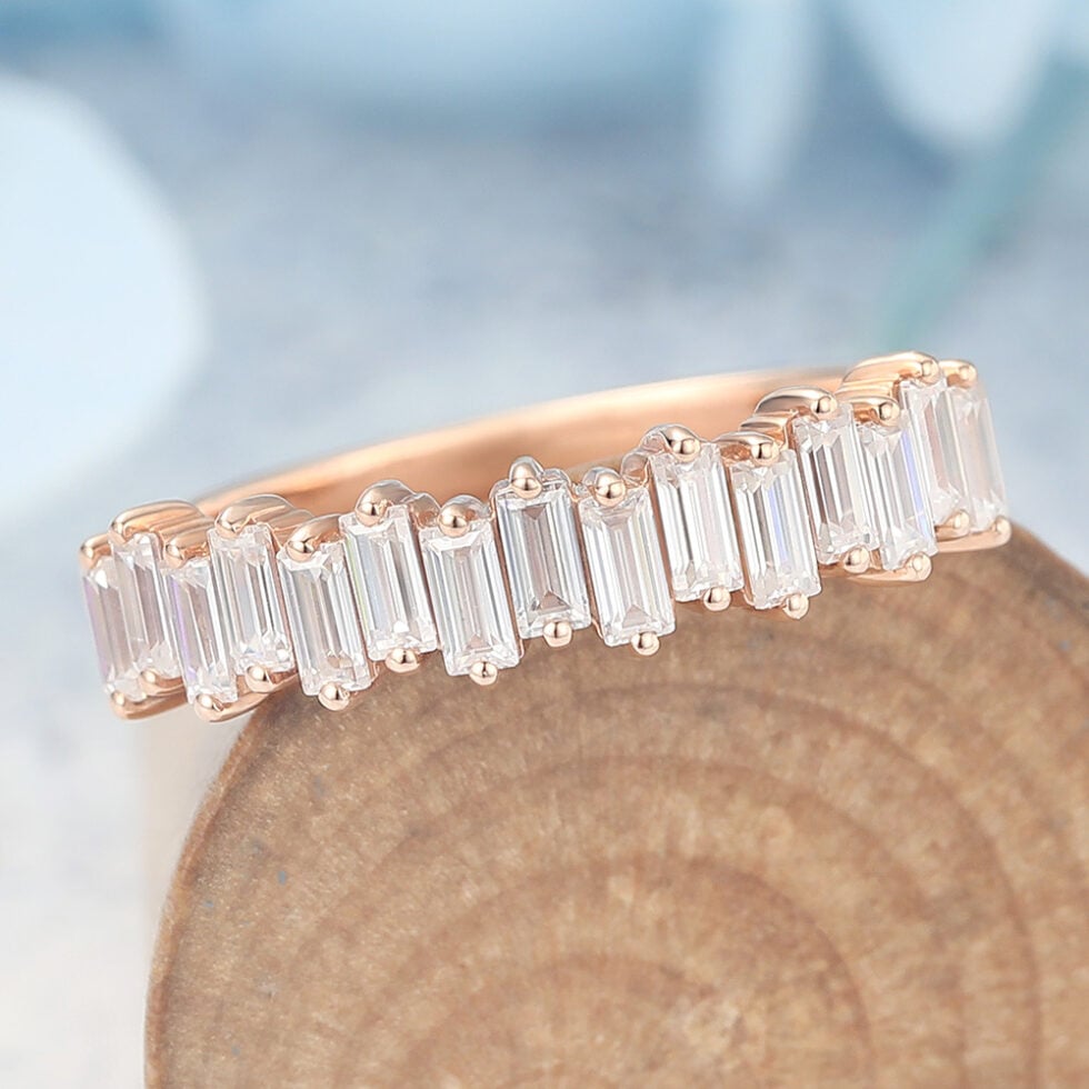 Baguette Moissanite Wedding Band Anniversary Ring