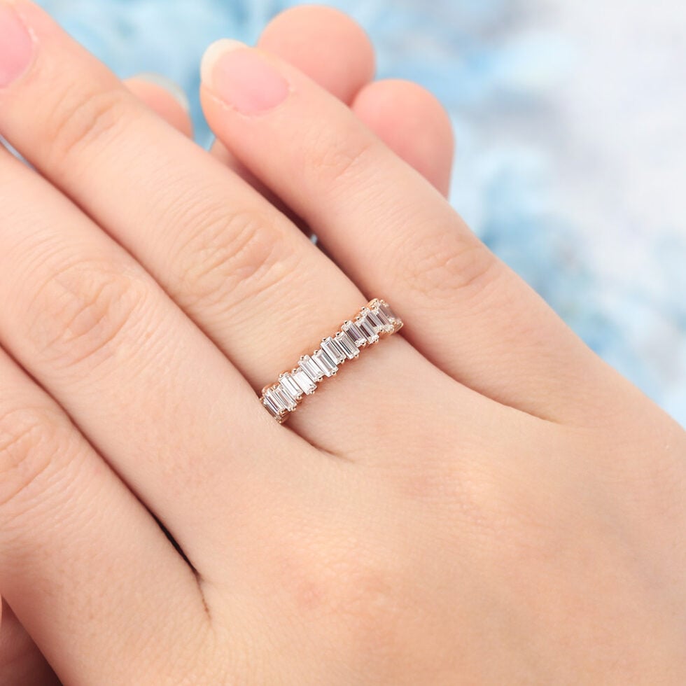Baguette Moissanite Wedding Band Anniversary Ring
