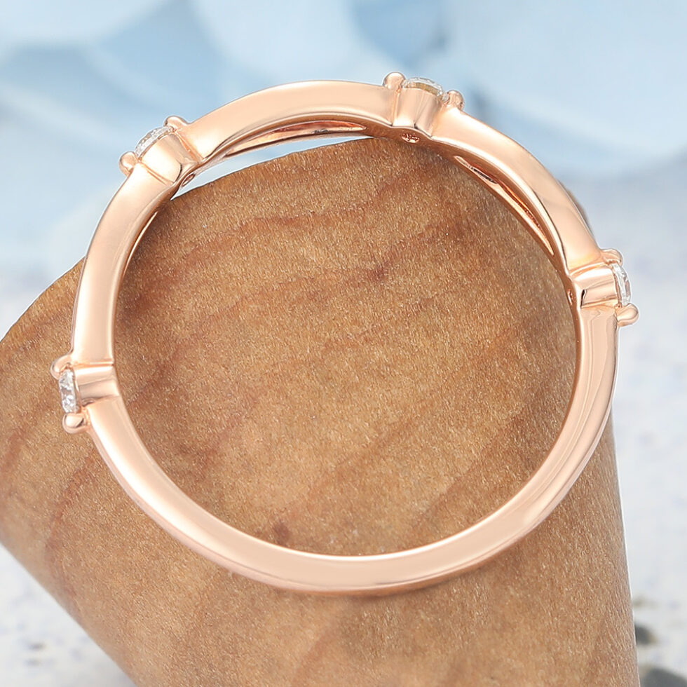 Braided Half Eternity Wedding Band Accented with Petite Moissanite