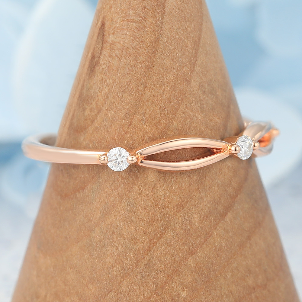 Braided Half Eternity Wedding Band Accented with Petite Moissanite (5) Braided Half Eternity Wedding Band Accented with Petite Moissanite (5)