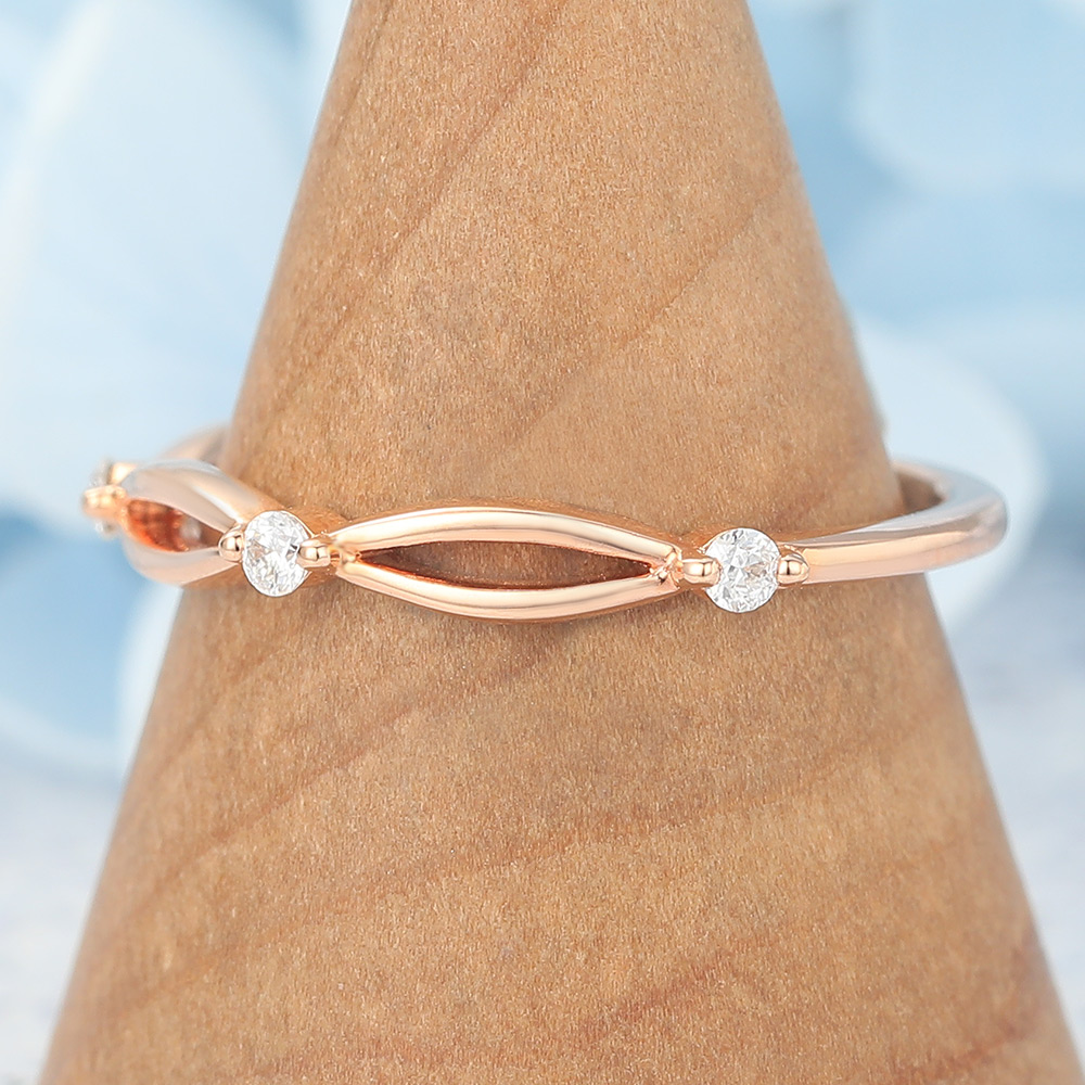 Braided Half Eternity Wedding Band Accented with Petite Moissanite (6) Braided Half Eternity Wedding Band Accented with Petite Moissanite (6)