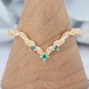 Emerald & Moss Agate Nature Inspired Curved Wedding Band
