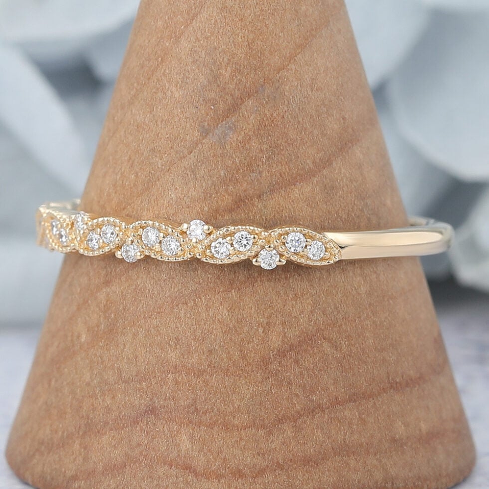 Half Eternity Round Cut Moissanite Wedding Band