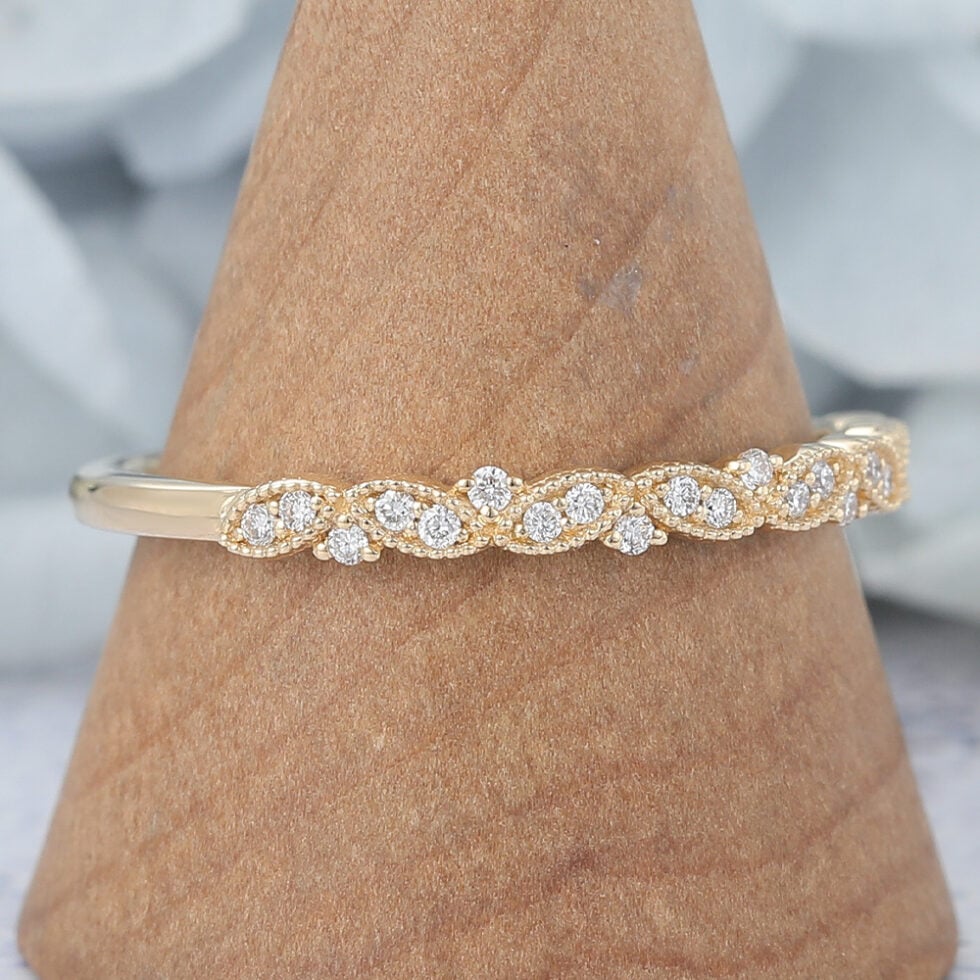 Half Eternity Round Cut Moissanite Wedding Band