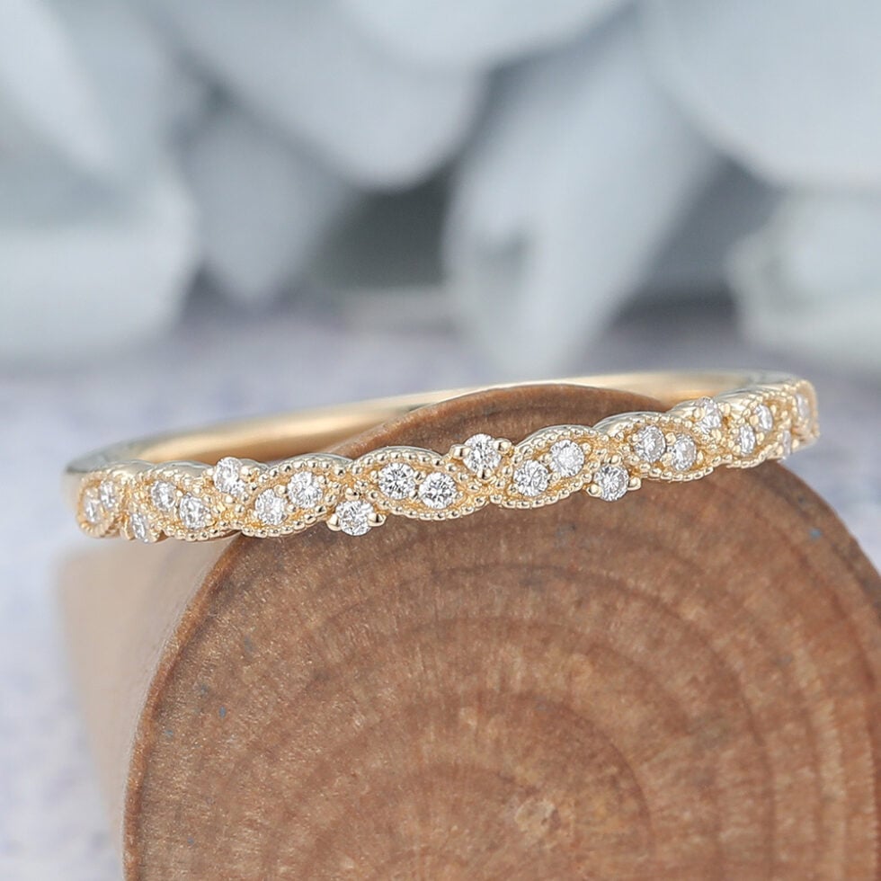 Half Eternity Round Cut Moissanite Wedding Band