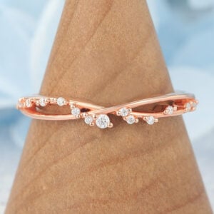 Infinity-Inspired Curved Wedding Band with Petite Diamonds
