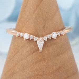 Kite Moissanite & Round Moissanite Cluster Curved Wedding Band
