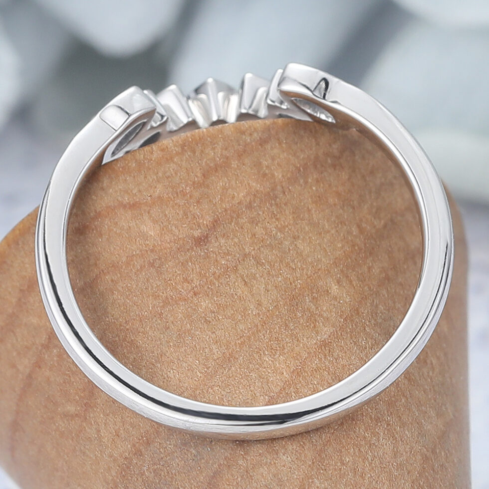 Bezel Marquise Lab Alexandrite Curved Wedding Band