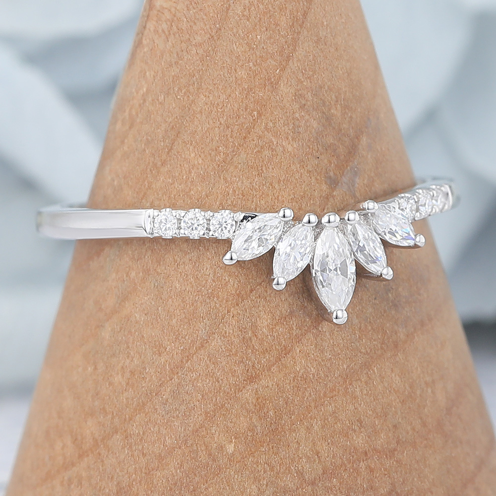 Marquise Moissanite Curved Wedding Band Anniversary Ring (3) Marquise Moissanite Curved Wedding Band Anniversary Ring (3)