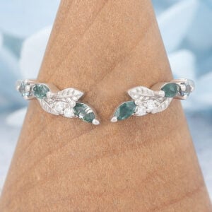 Matte Finish Nature-Inspired Curved Open Wedding Band