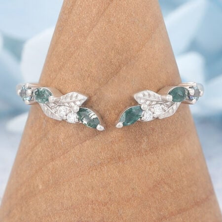 Matte Finish Nature-Inspired Curved Open Wedding Band