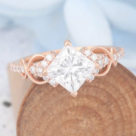 Do Moissanite Rings Last Matte Finish Princess Cut Moissanite Engagement Ring Infinity Bridal Ring