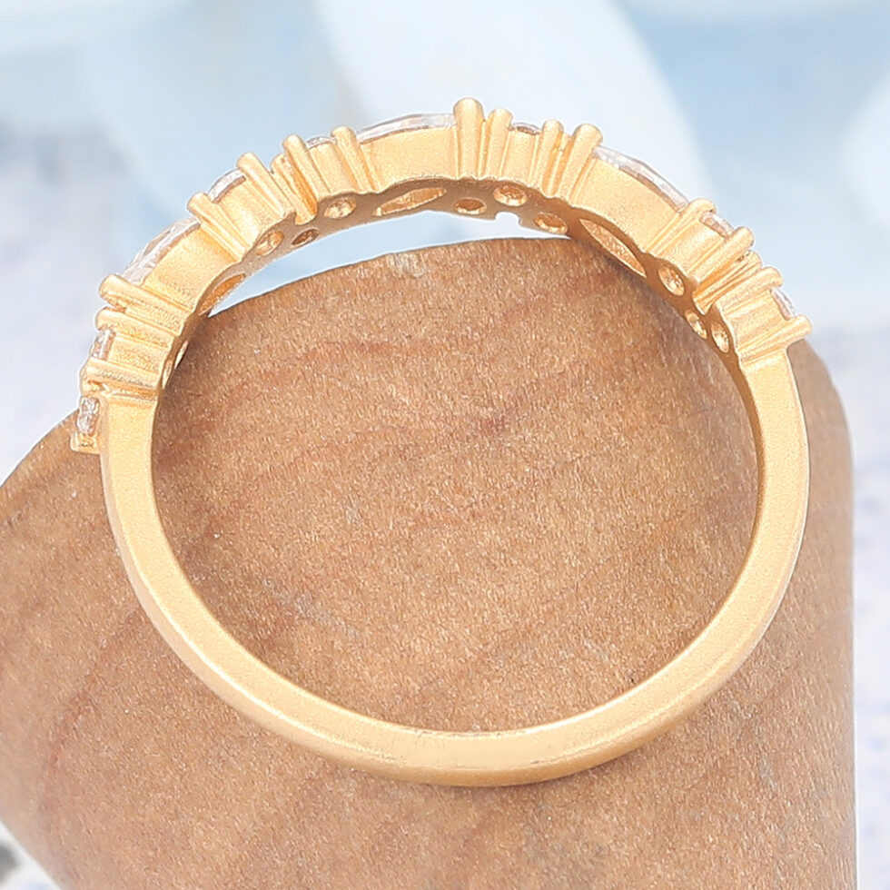 Matte Finish Yellow Gold Moissanite Wedding Band