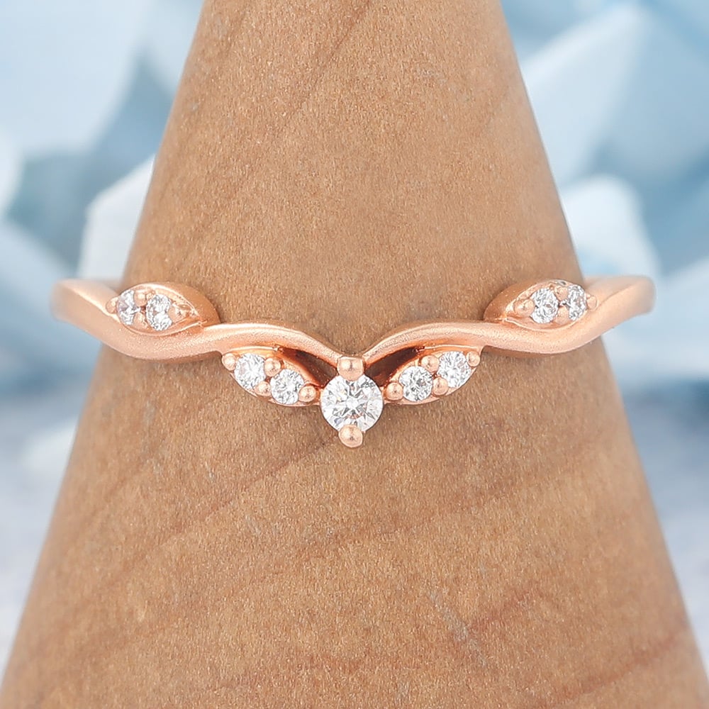 Matte Finish Curved Moissanite Wedding Band Gift For Women