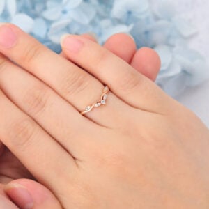 Matte Finish Curved Moissanite Wedding Band Gift For Women