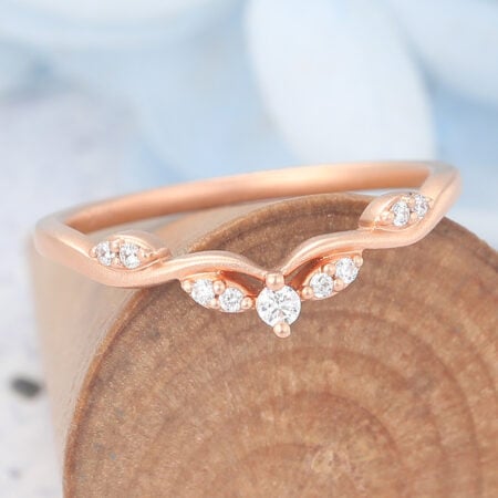 Matte Finish Curved Moissanite Wedding Band Gift For Women