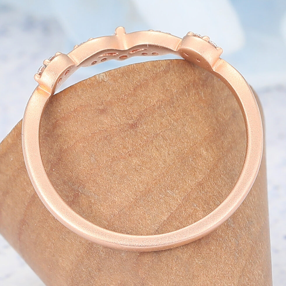 Matte Finish Curved Moissanite Wedding Band Gift For Women