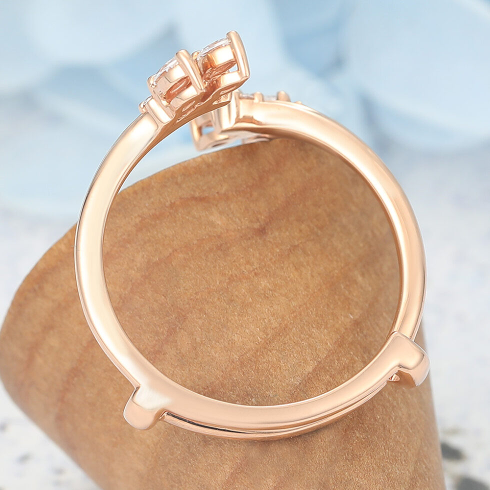 Nature-Inspired Moissanite Open Wedding Band Curved Enhancer