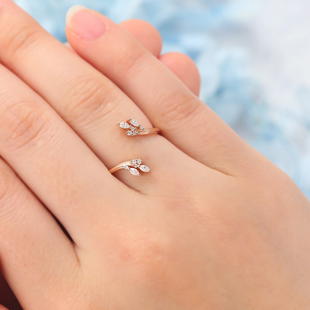 Nature-Inspired Moissanite Open Wedding Band Curved Enhancer