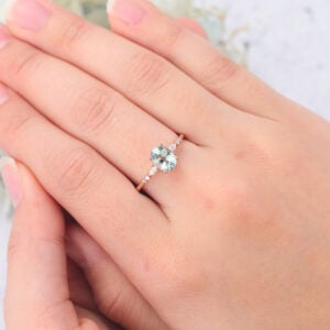 Oval Cut Green Sapphire Engagement Ring Rose Gold