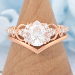 Does Moissanite Tarnish Matte Finish Pear Cut Moissanite Bridal Ring Set Solid Matching Band