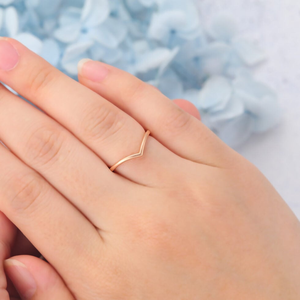 Matte Finish Rose Gold Curved Wedding Band