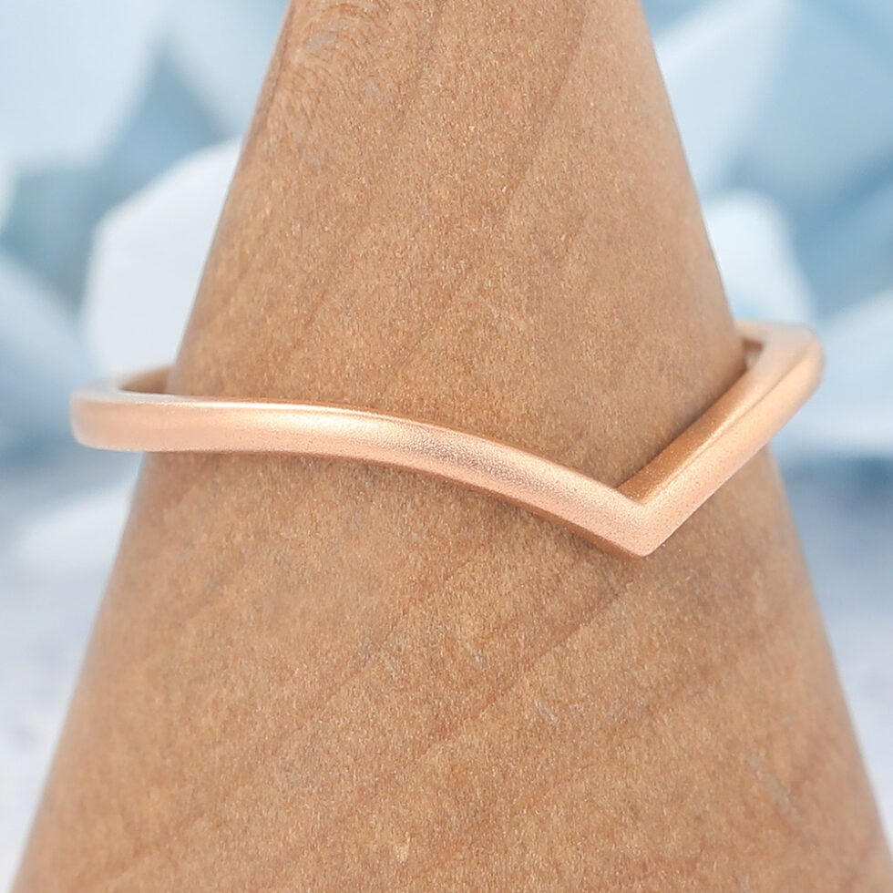 Matte Finish Rose Gold Curved Wedding Band