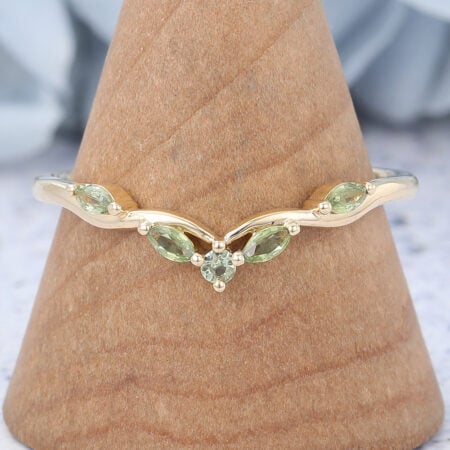 Round & Marquise Peridot Curved Wedding Band