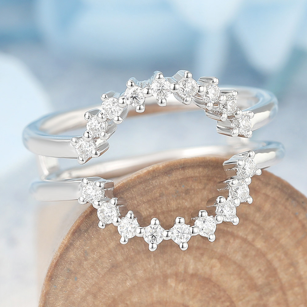 Round Moissanite Double Wedding Band Curved Enhancer (6) Round Moissanite Double Wedding Band Curved Enhancer (6)