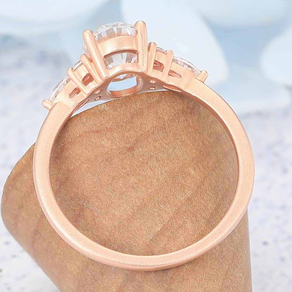 Vintage Matte Finish Oval Cut Moissanite Engagement Ring