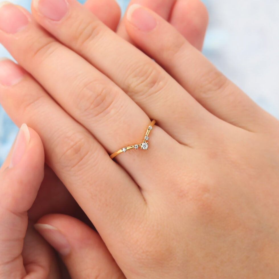 Moissanite Curved Wedding Band