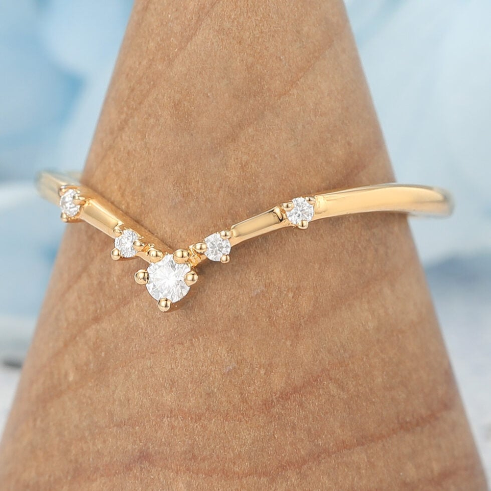 Moissanite Curved Wedding Band