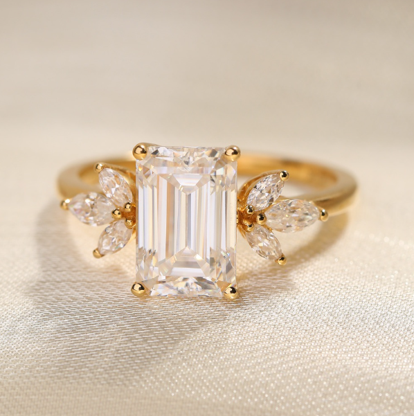 Emerald Cut Moissanite Ring