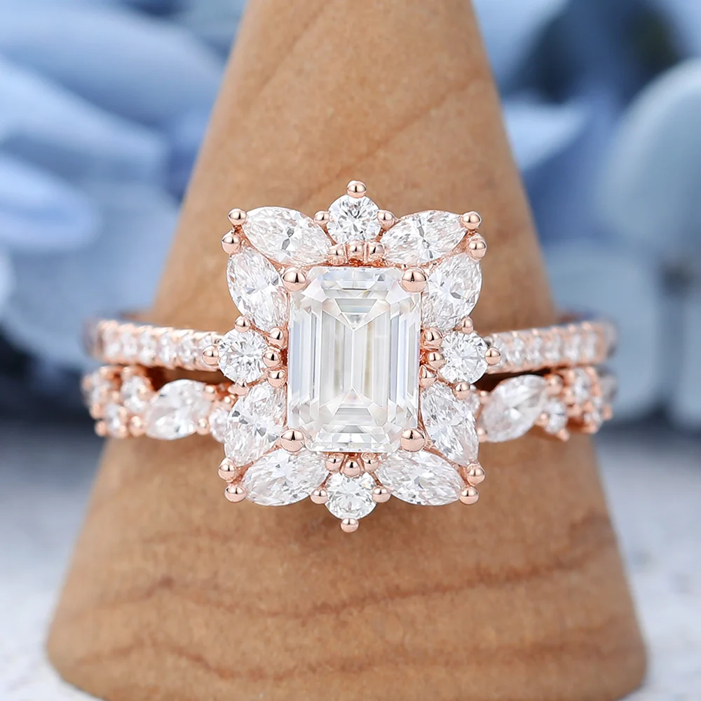 emerald cut moissanite ring