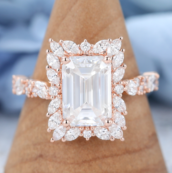 Emerald Cut Moissanite Ring