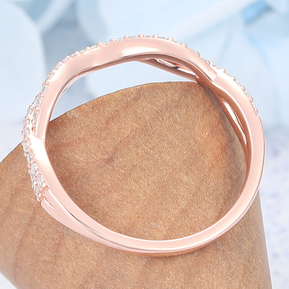 Infinity-Inspired Curved Wedding Band with Petite Moissanite