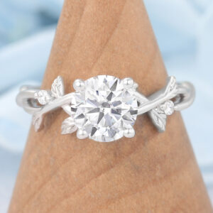 Matte Finish Vintage Moissanite Crossover Shank Engagement Ring