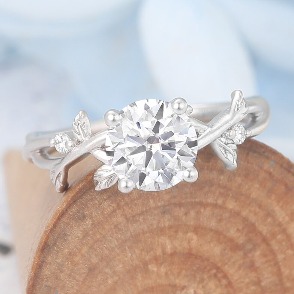 Matte Finish Vintage Moissanite Crossover Shank Engagement Ring