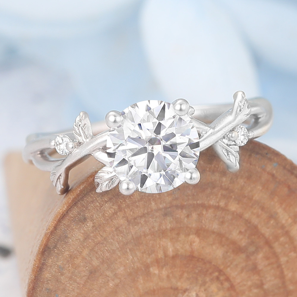 Matte Finish Vintage Moissanite Crossover Shank Engagement Ring (3) Matte Finish Vintage Moissanite Crossover Shank Engagement Ring (3)