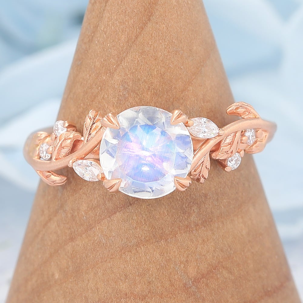 Matte Finish Vintage Moonstone Engagement Ring